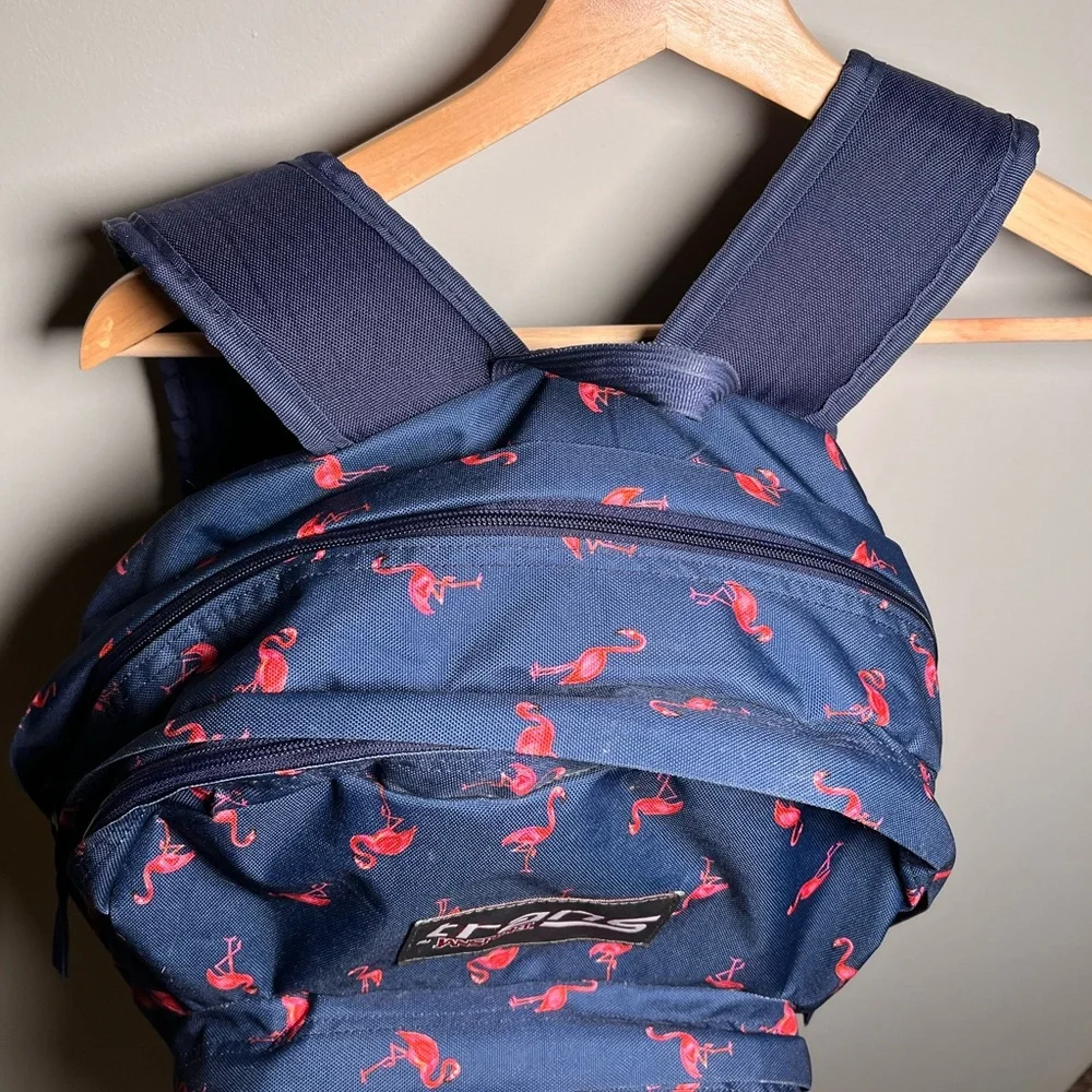 Jansport Trans Blue‎ Backpack with Pink Flamingos